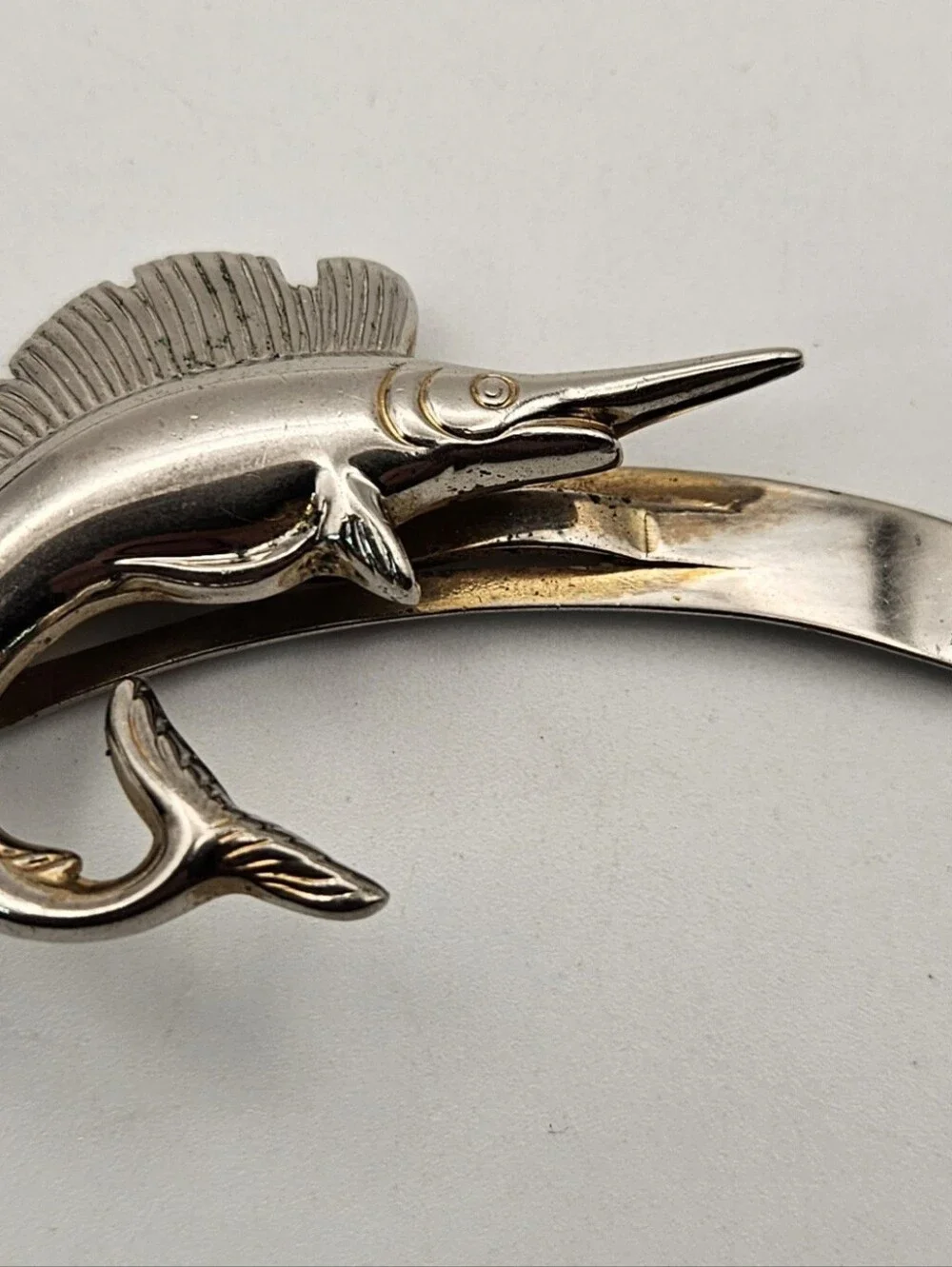 Swordfish Tie Clip / Bar Swank Silver Tone Nautical